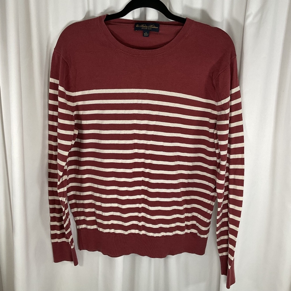 Brooks Brothers Men’s Italian Yarn Silk Blend Long Sleeve Stripe Shirt Large